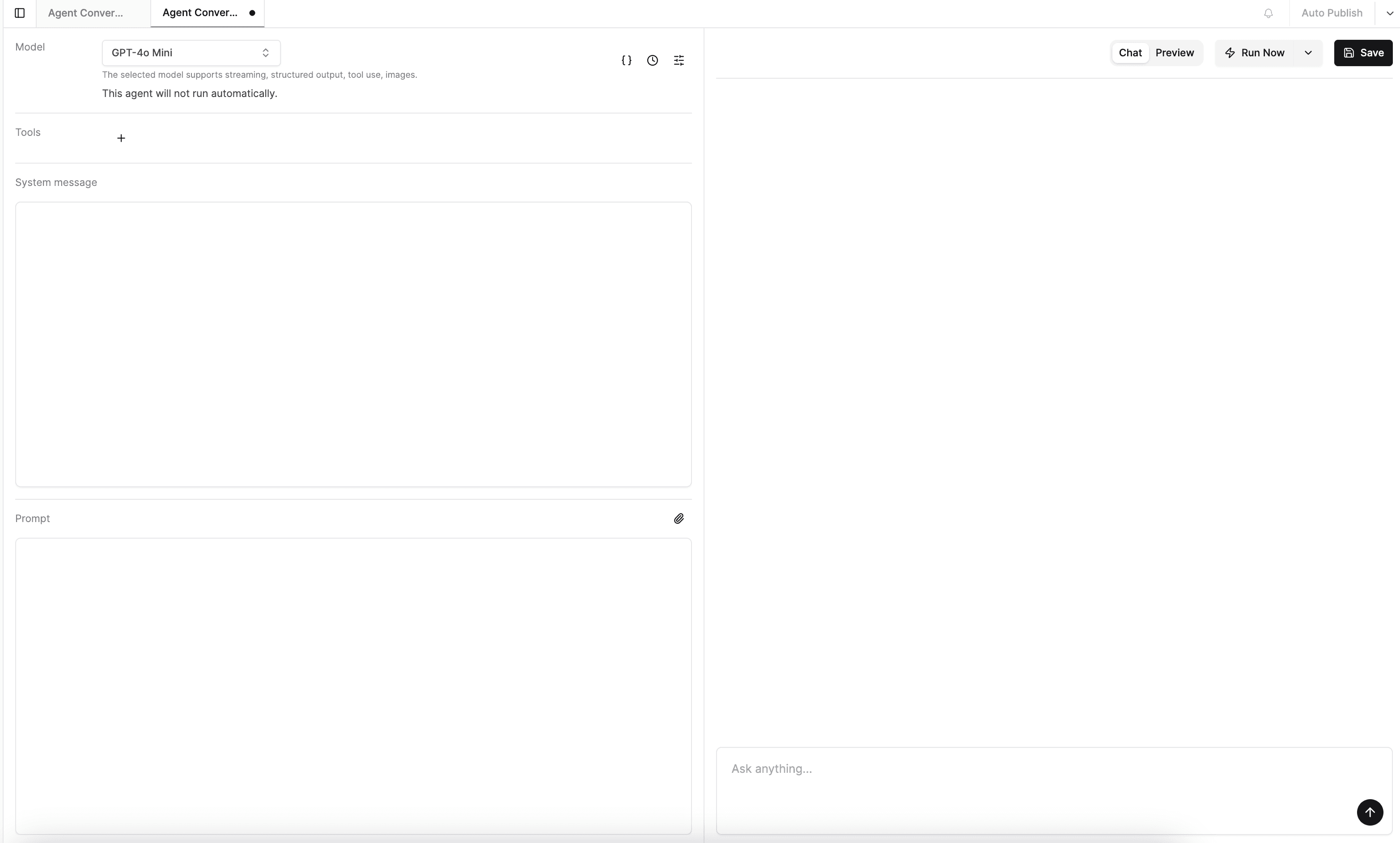 LLM column configuration interface